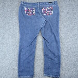 Rocawear Y2K Embroidered Logo Pocket Jeans Women 24 Blue Cotton Stretch Straight